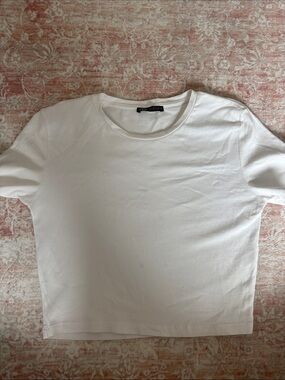 Zara White Short Sleeve Crewneck Top